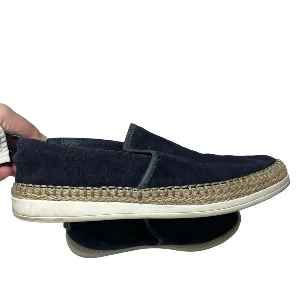 Vince Blair Womens 7.5 Navy Suede Espadrille Mules Slip On Loafers Flats